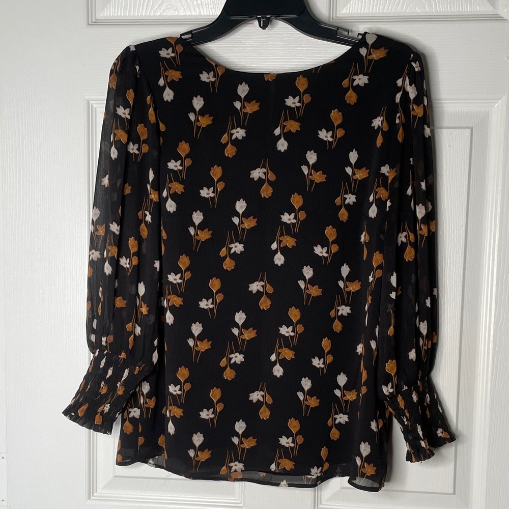 Ann Taylor Factory Floral Long Sleeve Blouse